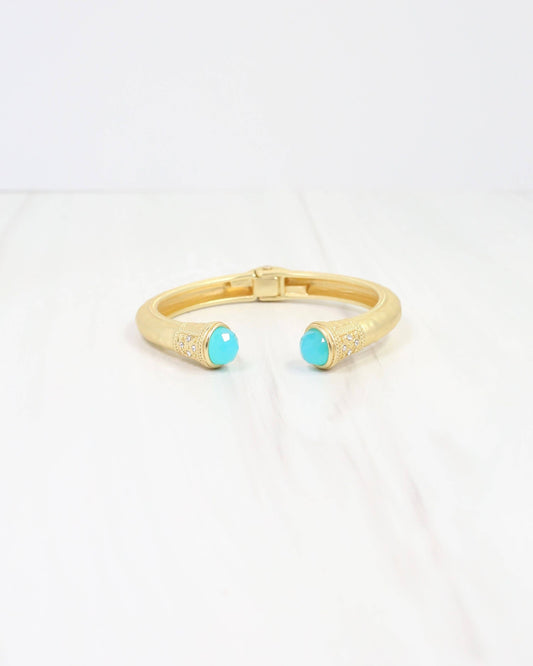 Colette Hammered Hinged Cuff Bracelet AQUA