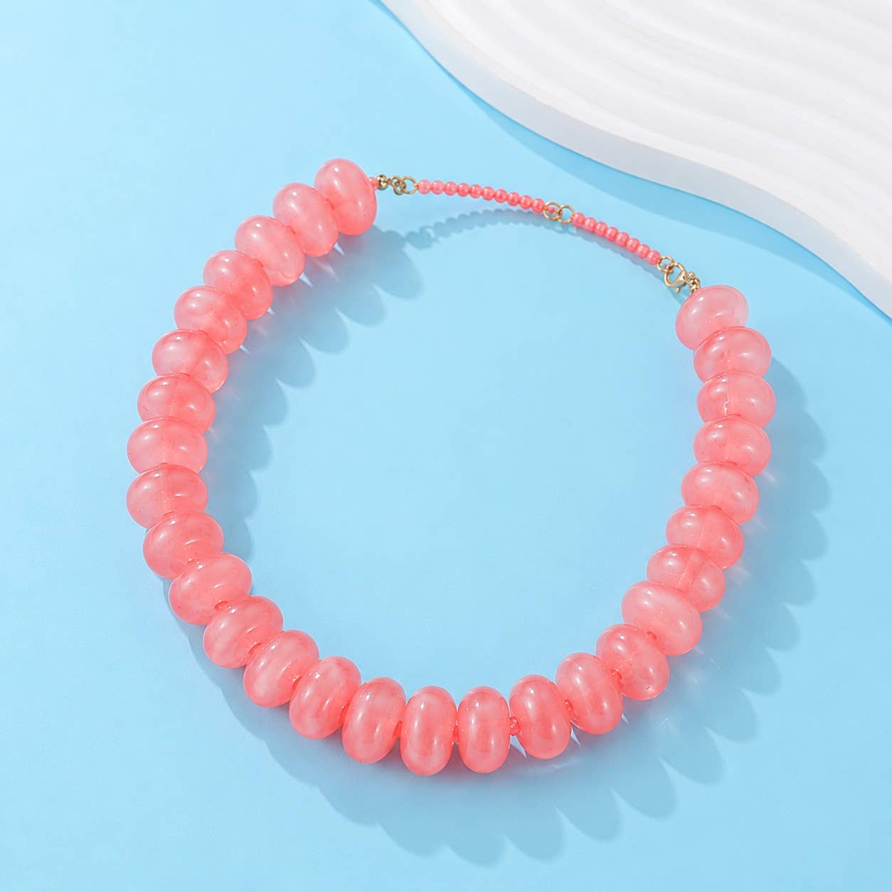 Chunky Beaded Natural Swirl Statement Necklace