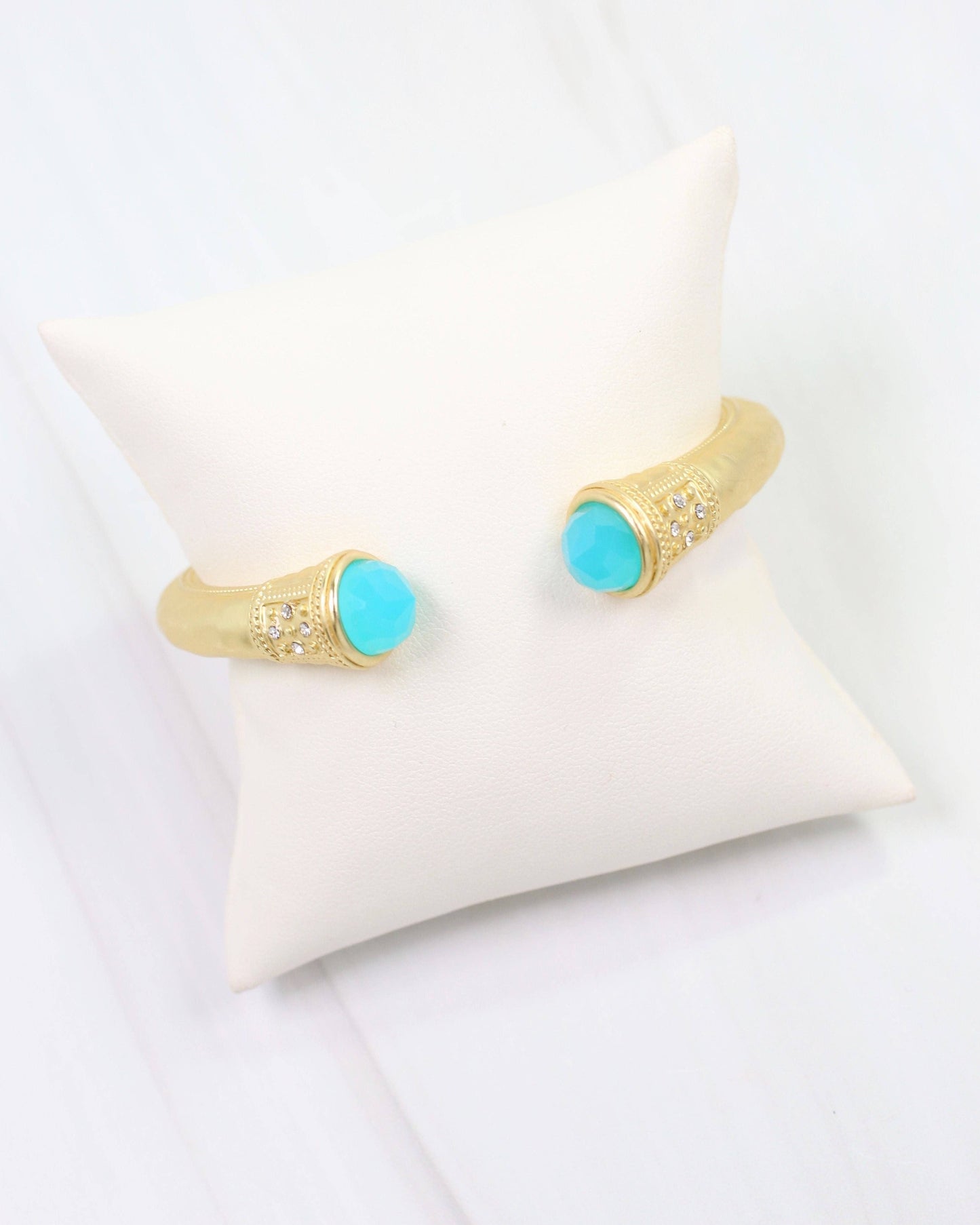 Colette Hammered Hinged Cuff Bracelet AQUA