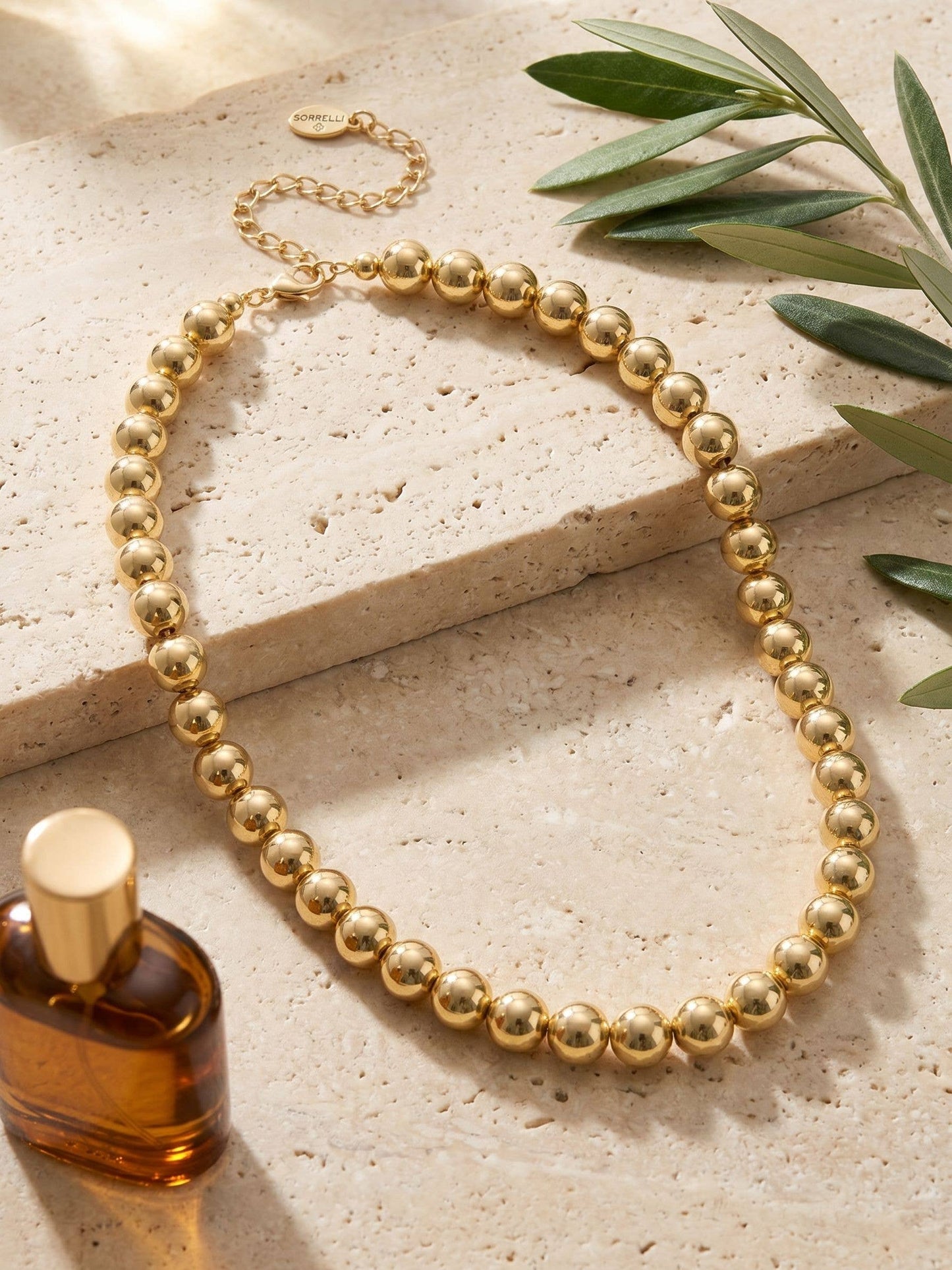 10K Gold Plated Metal Beaded Tennis Necklace, 16-20in