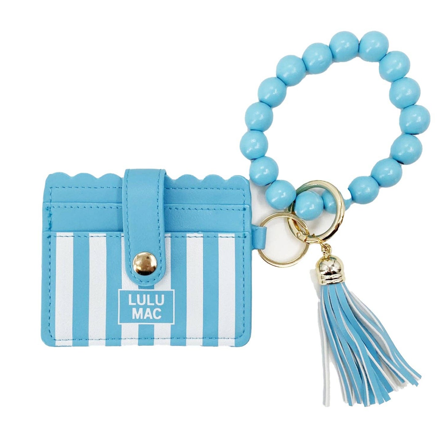 Beaded Wristlet - Blue Stripe Darby