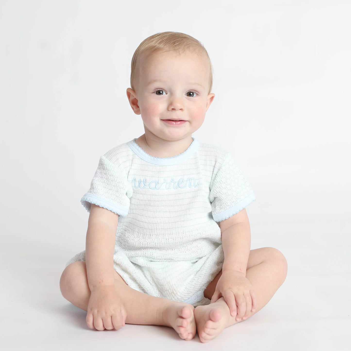 Paty Knit Pinstripe Bubble - Blue & Blue