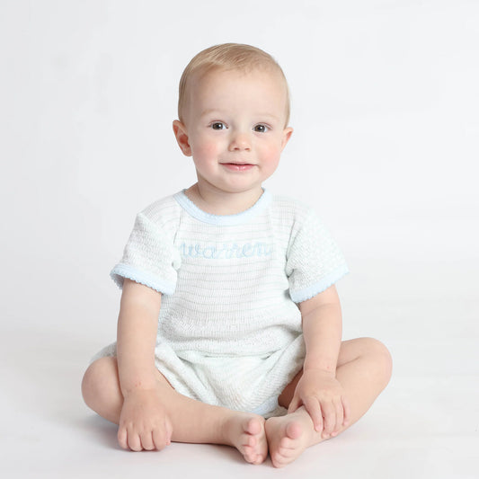 Paty Knit Pinstripe Bubble - Blue & Blue