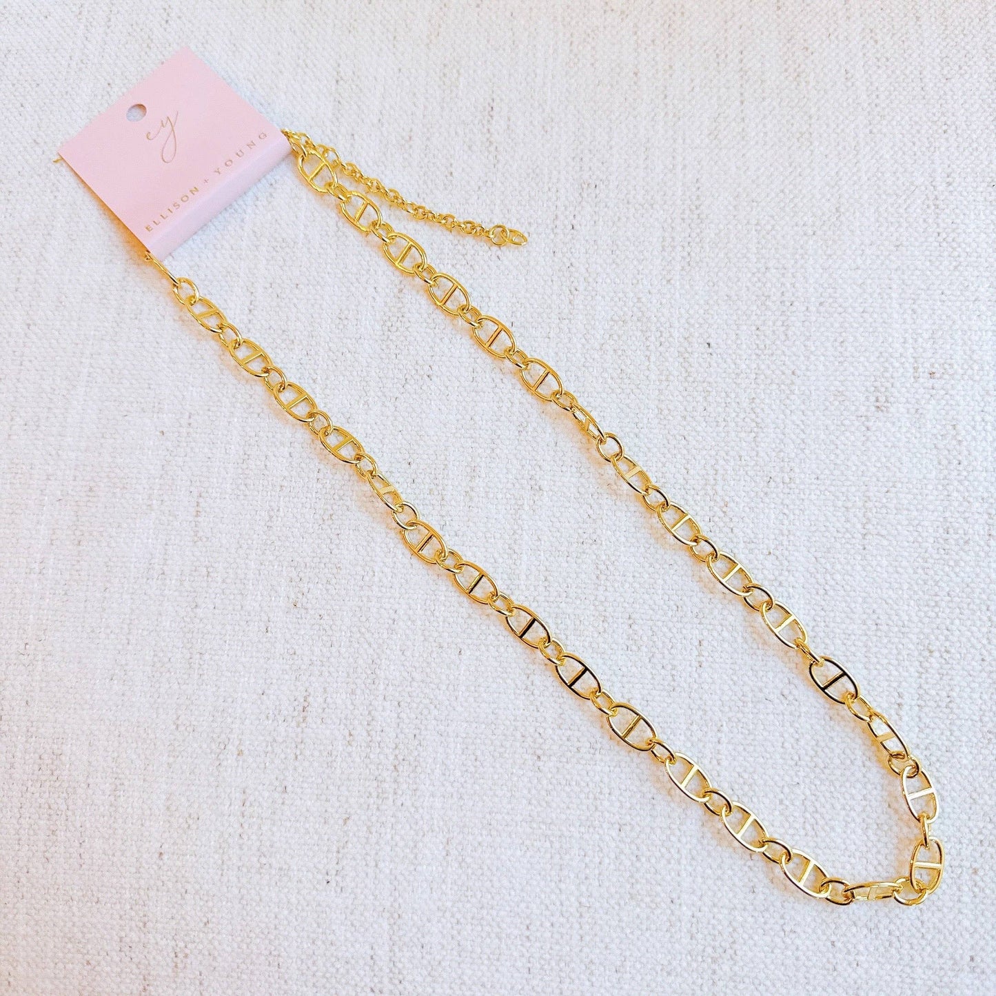 Golden Bit Linked Longer Chain Necklace