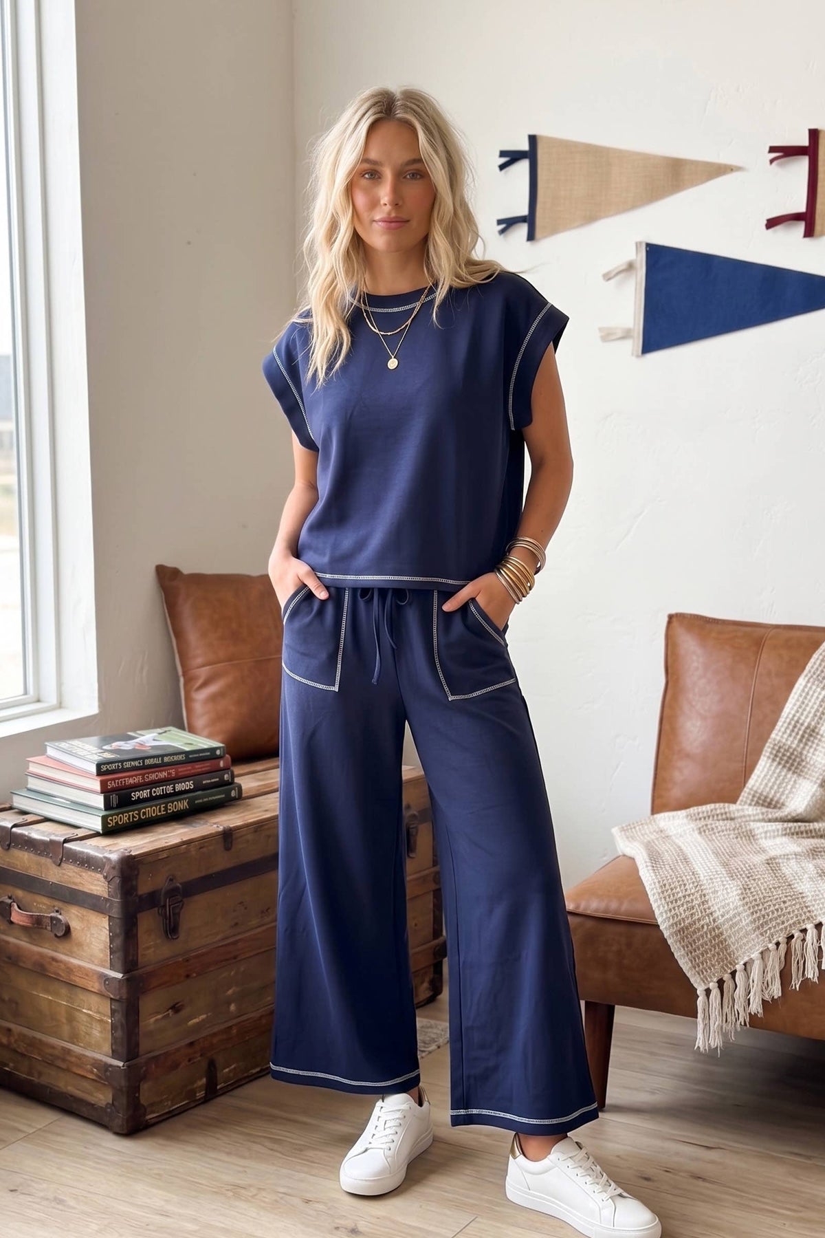 Scuba Contrast Stitch Lounge Set