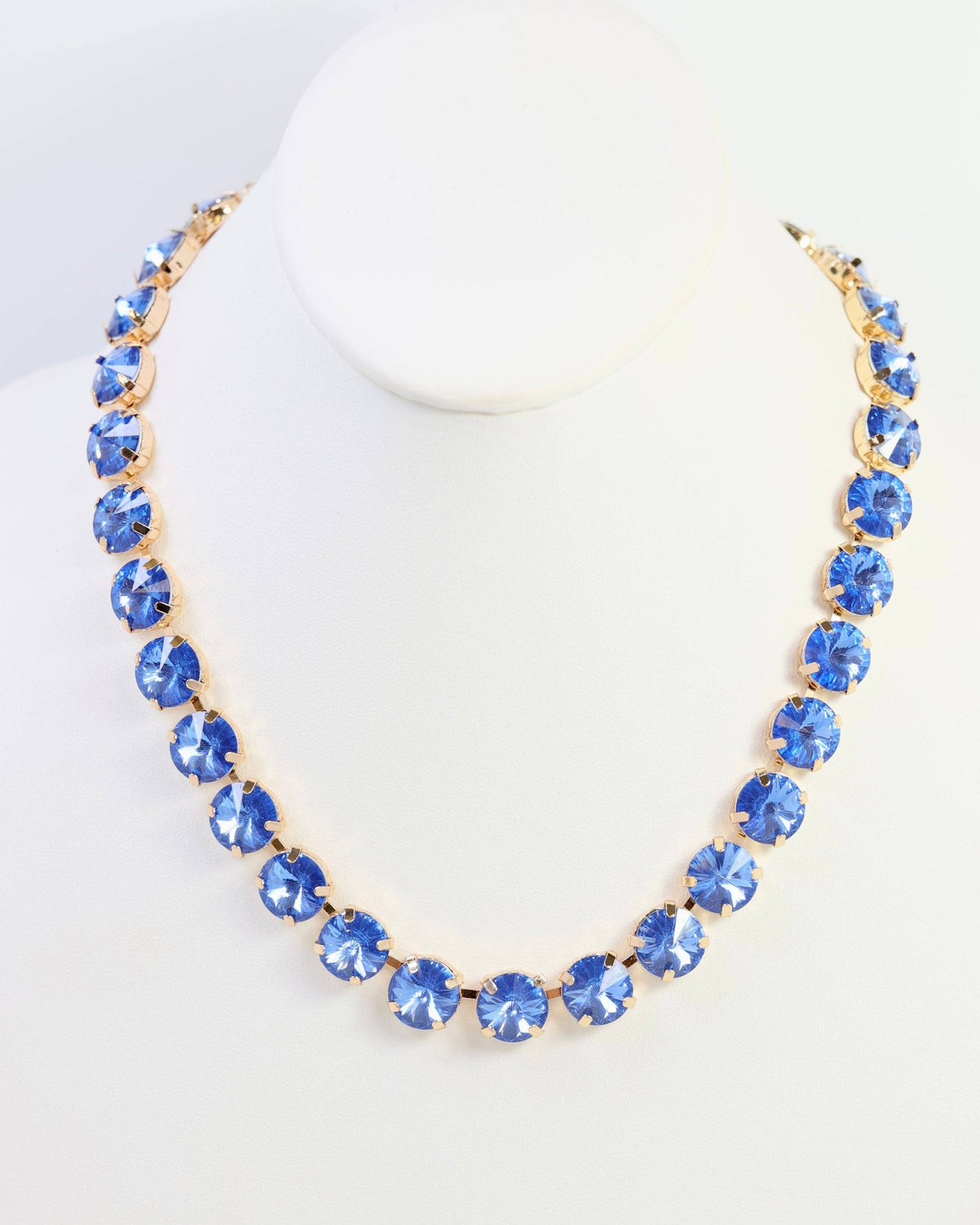 Harper Medium Rhinestone Necklace Sapphire