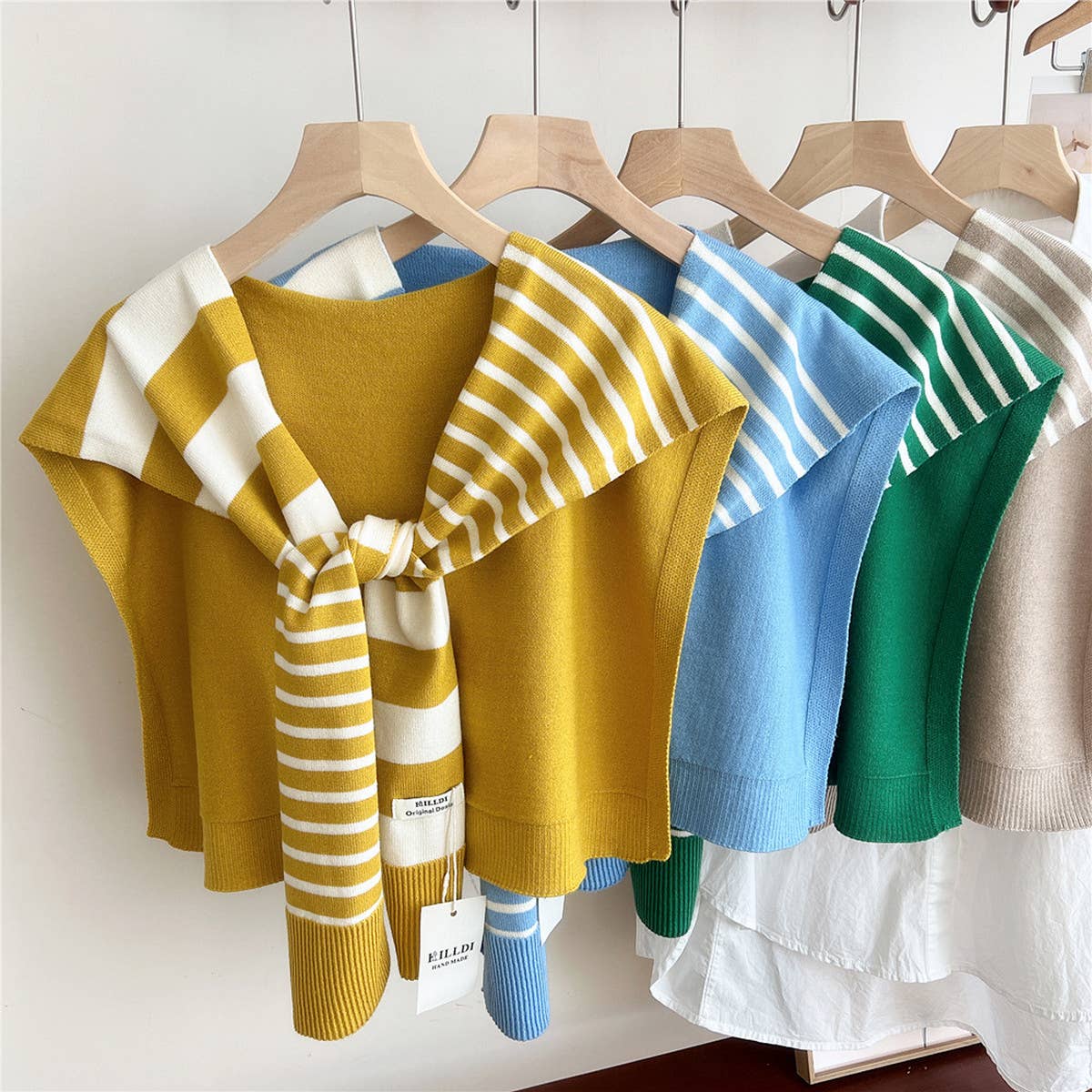 Striped Knit Shawl – Neck & Shoulder