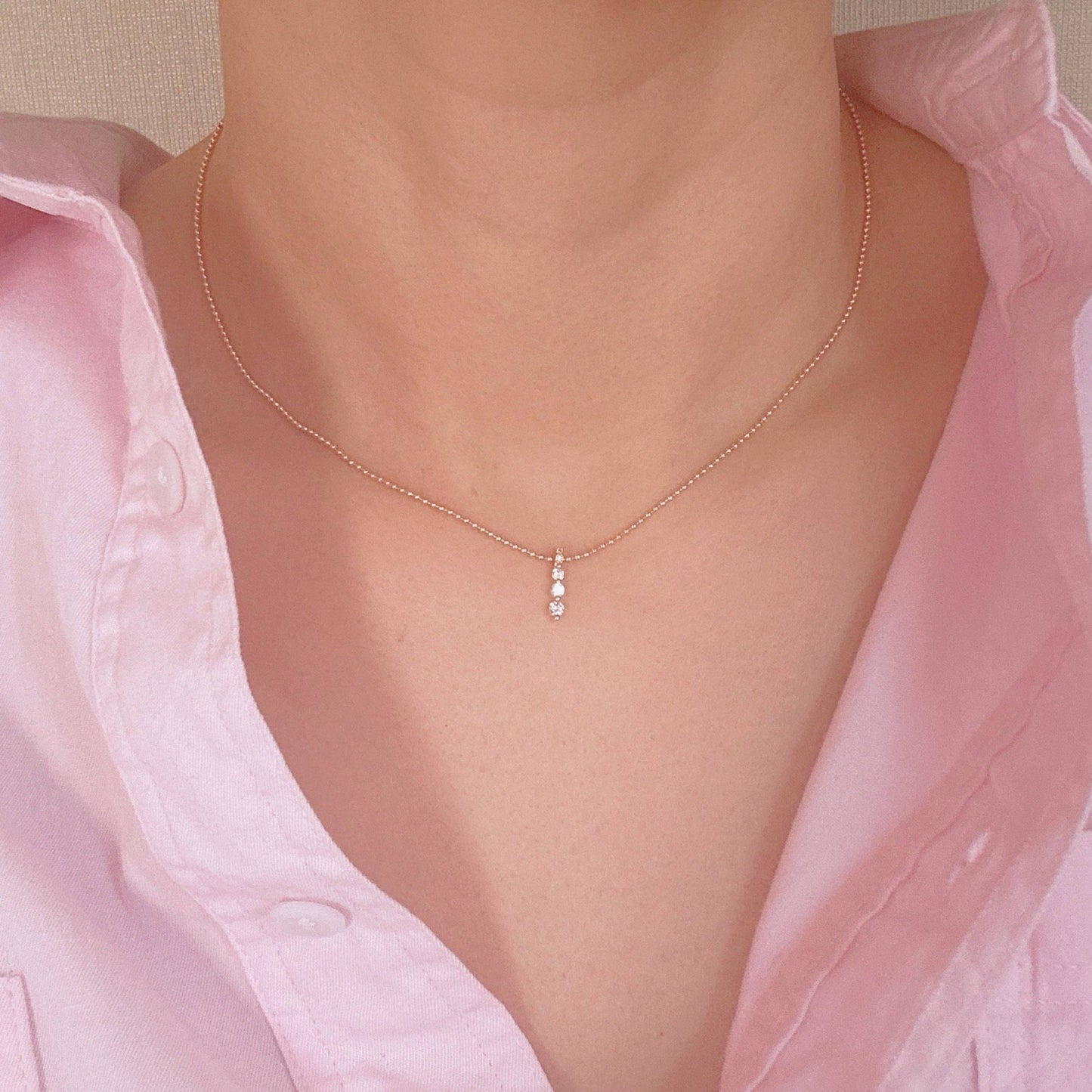 Three Sparkles In A Row Necklace