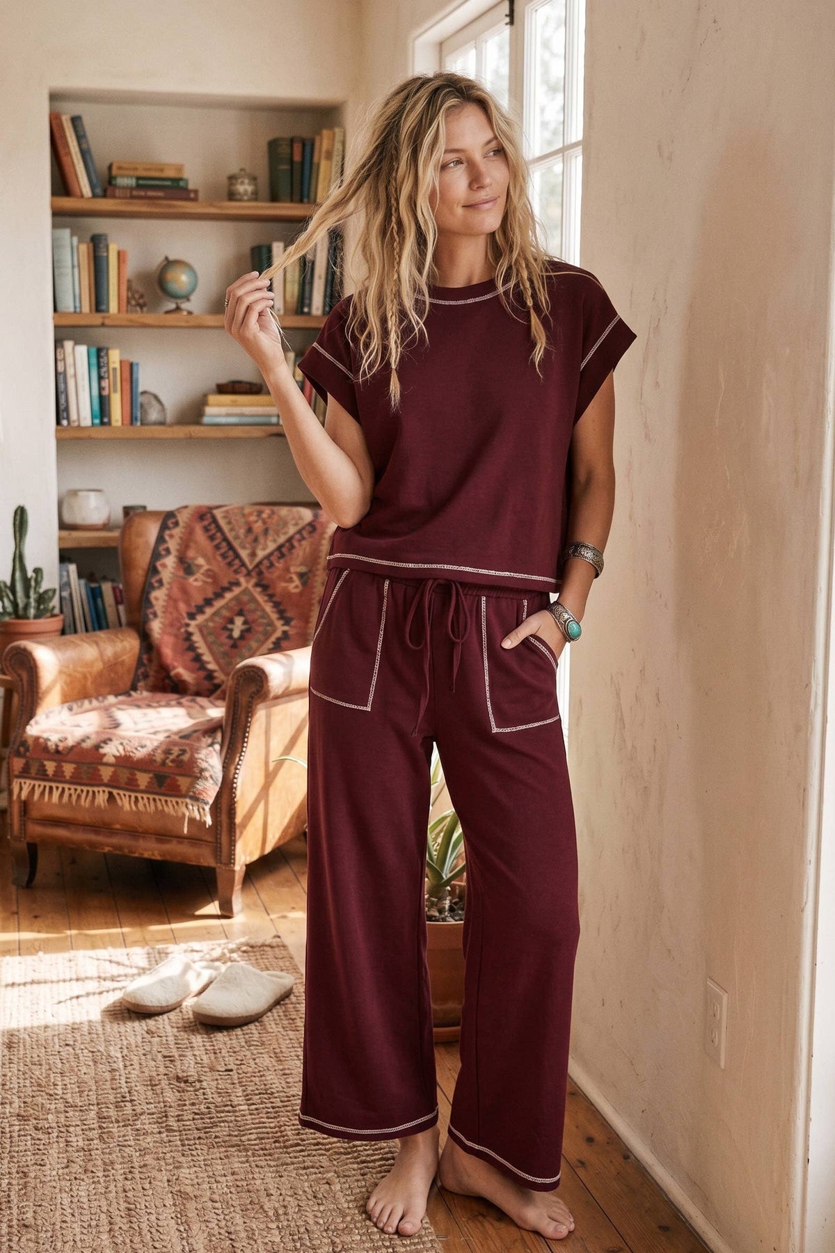Scuba Contrast Stitch Lounge Set
