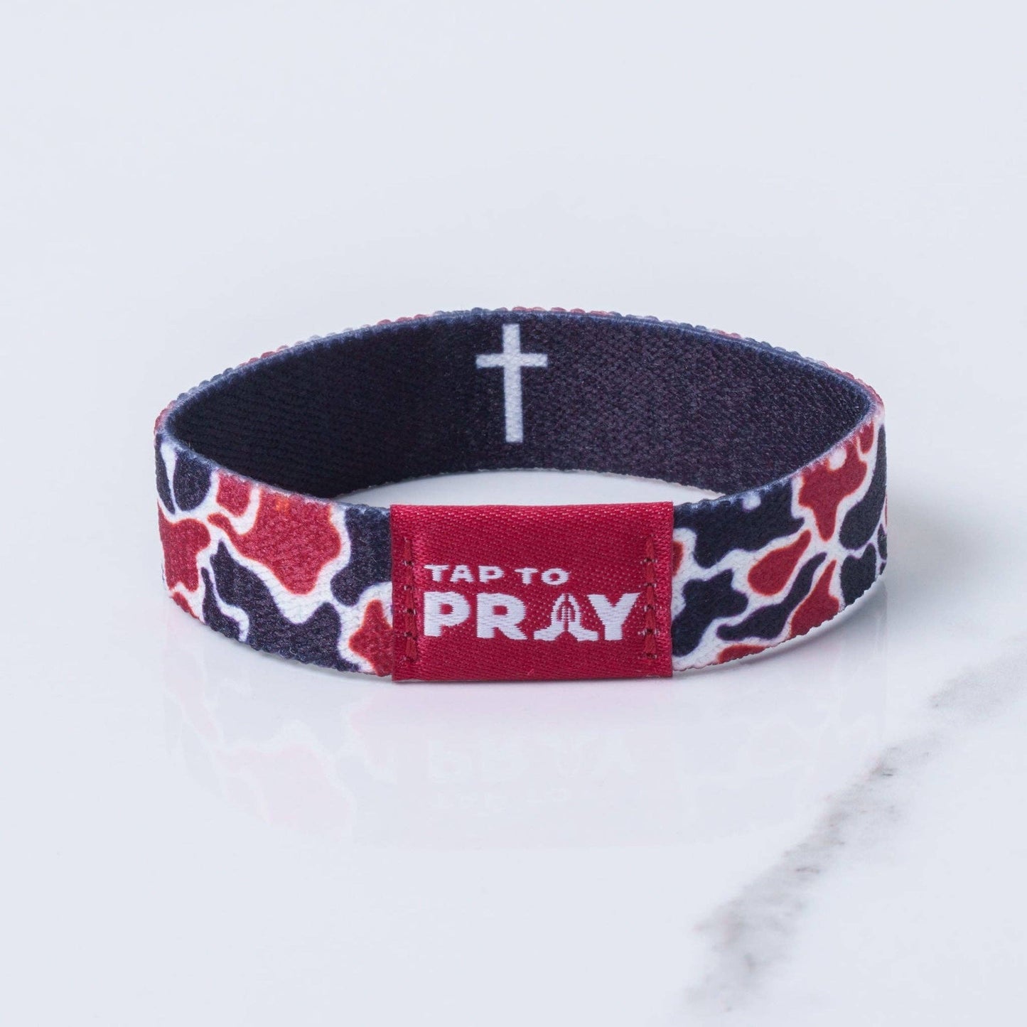 Tap To Pray® Wristband – Team Camo - Maroon & Black