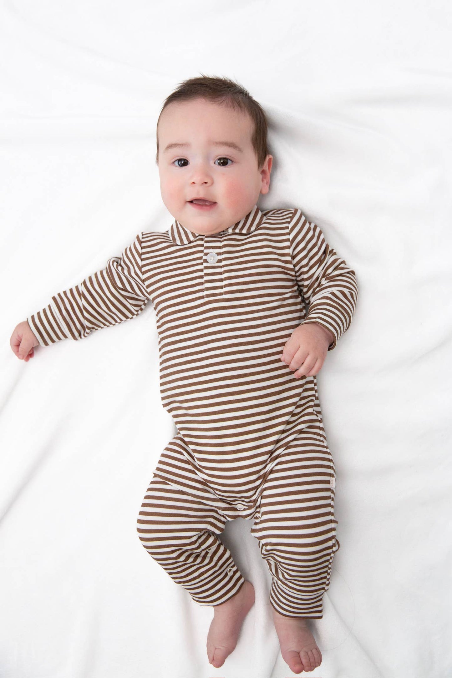 Chocolate Stripes - Sweatshirt Polo Romper
