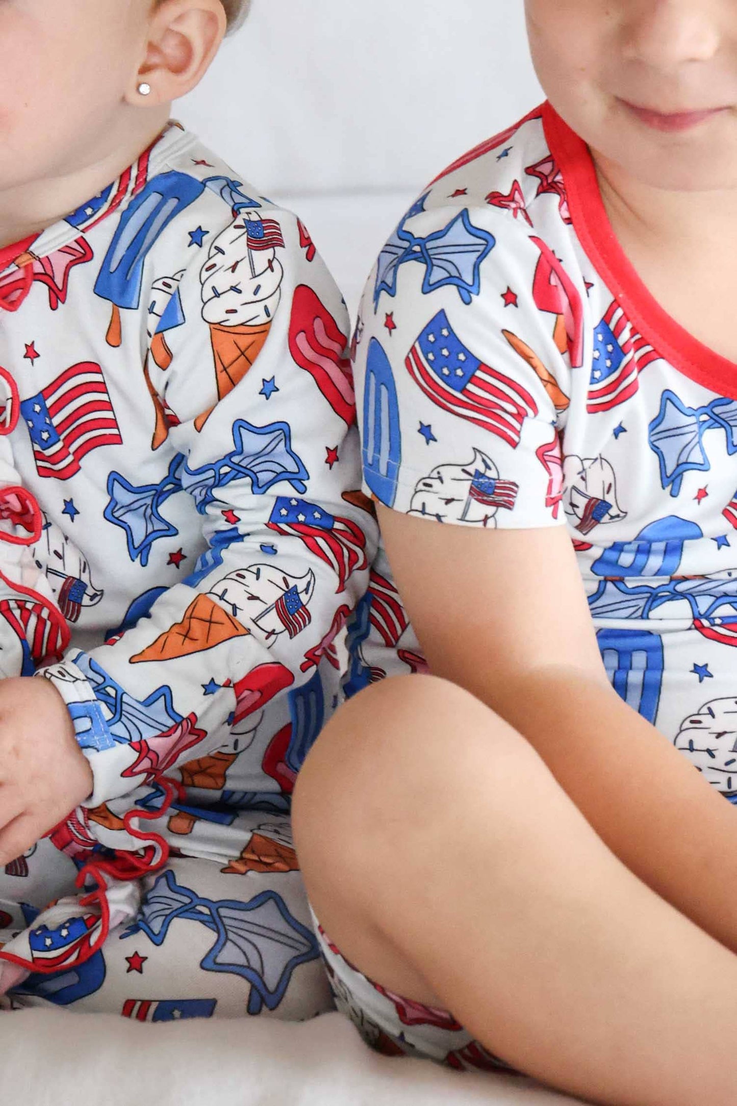 Ruffle Zipper Footie | Red, White & Cool