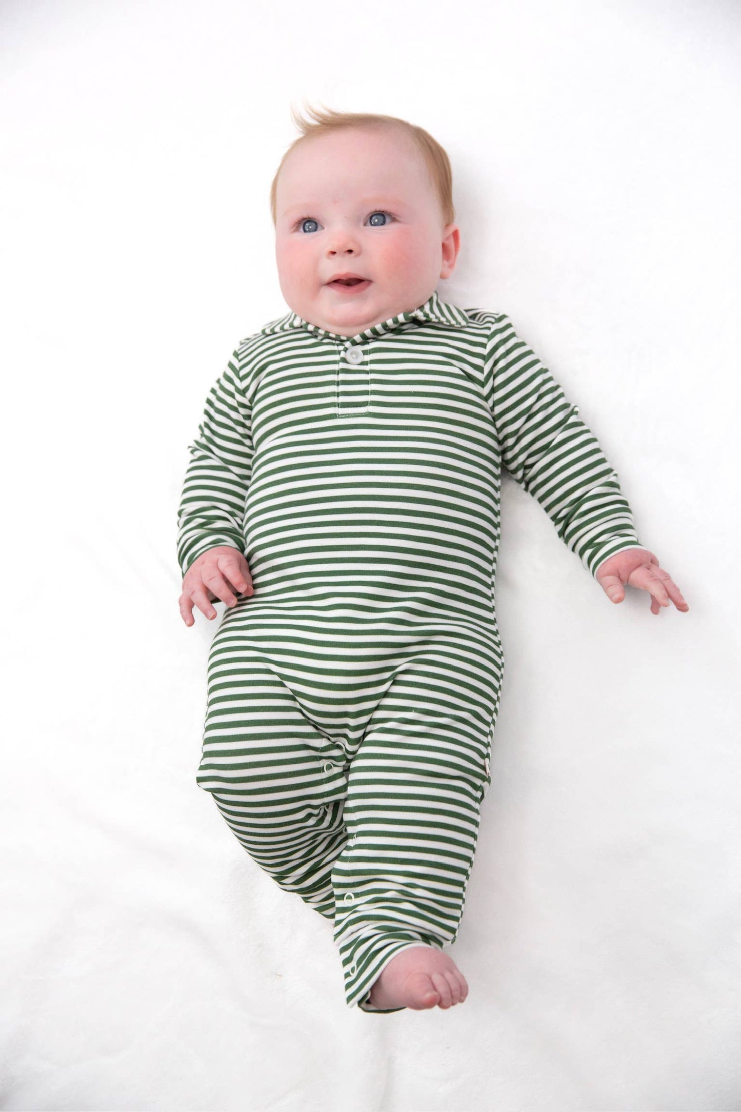 Stripes (Green) Sweatshirt Polo  Romper