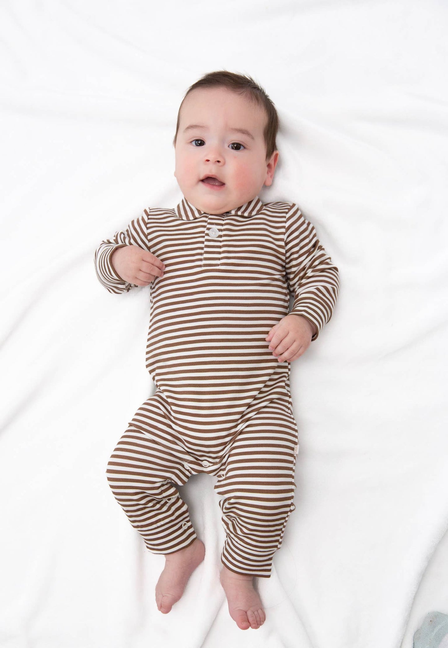 Chocolate Stripes - Sweatshirt Polo Romper