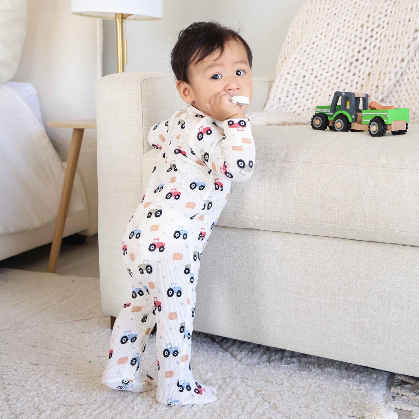 Little Farmer Bamboo Waffle Zipper Footie