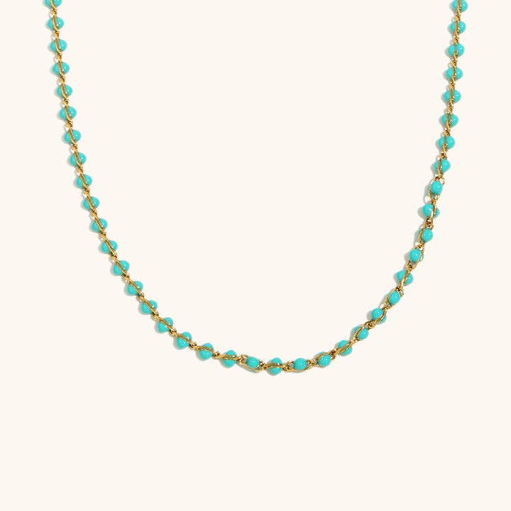 Bohemian Enamel Bead Chain Steel Gold Plated