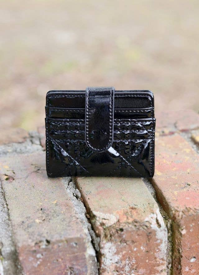 Tate Card Holder Wallet BLACK PATENT LQ