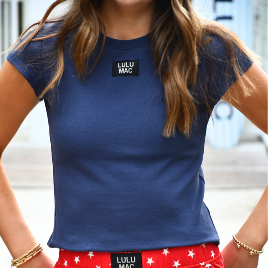 LULU MAC BABY DOLL TOP-NAVY