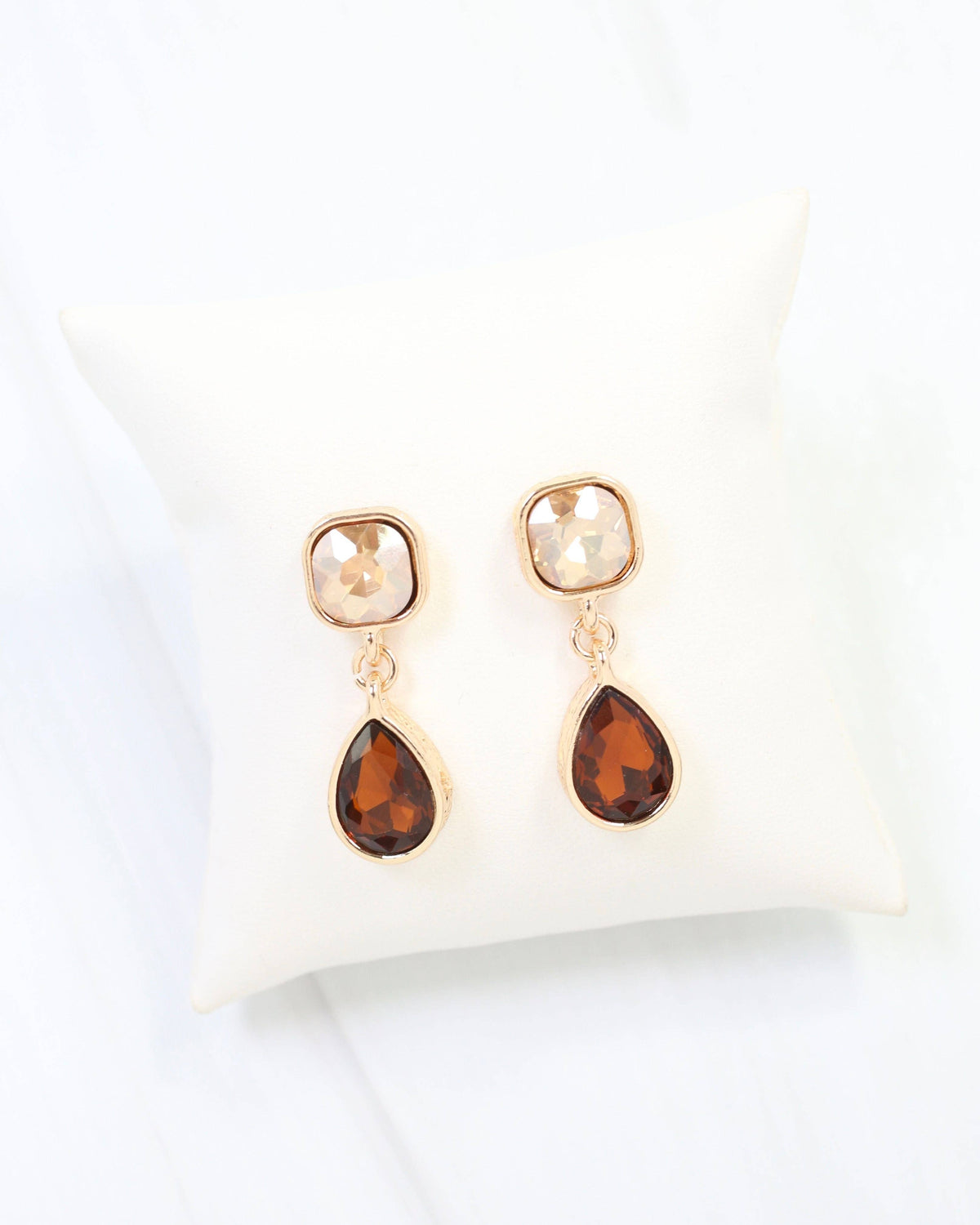 Roxanne Rhinestone Drop Earring Topaz