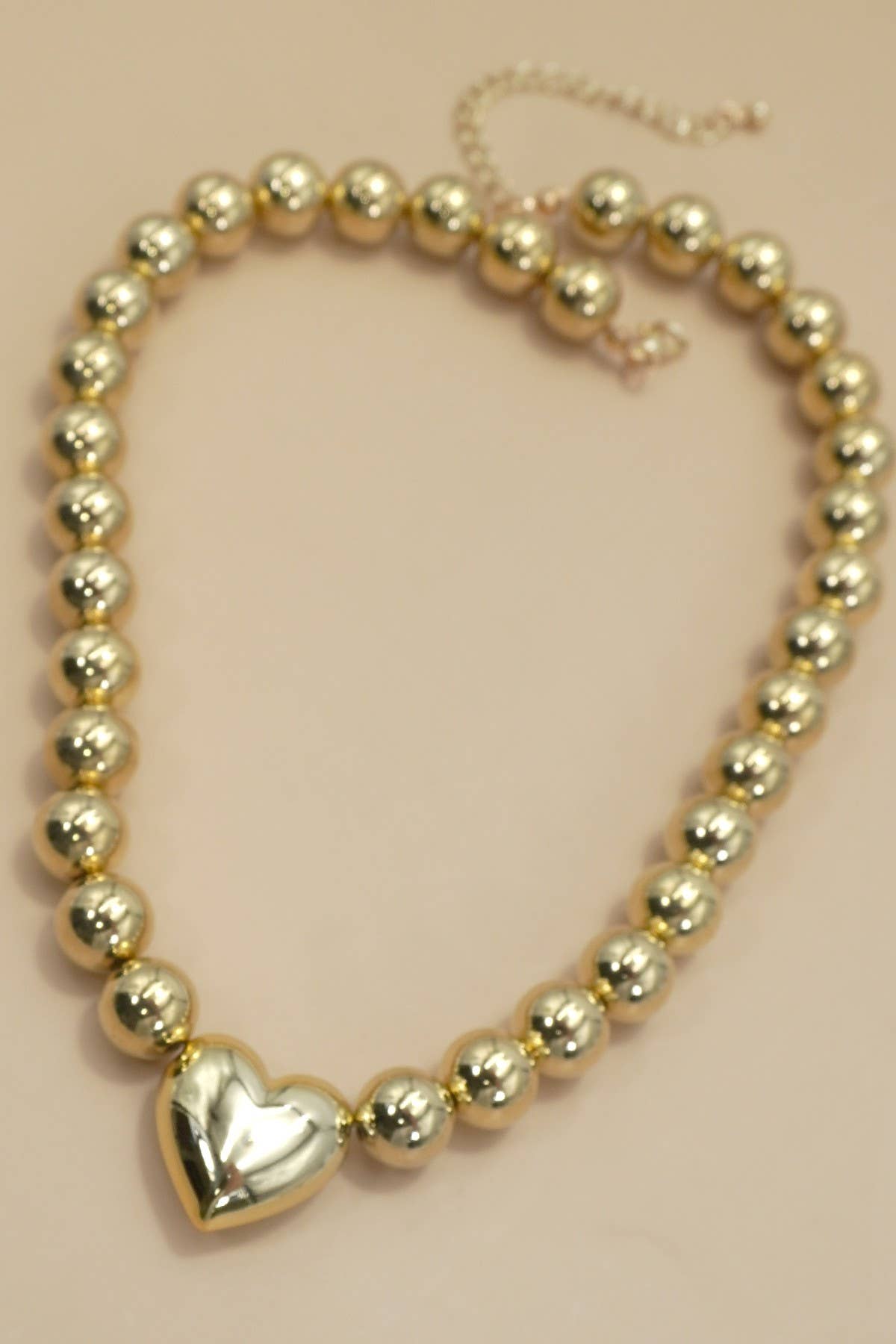 PUFFY HEART BALL CHAIN NECKLACE