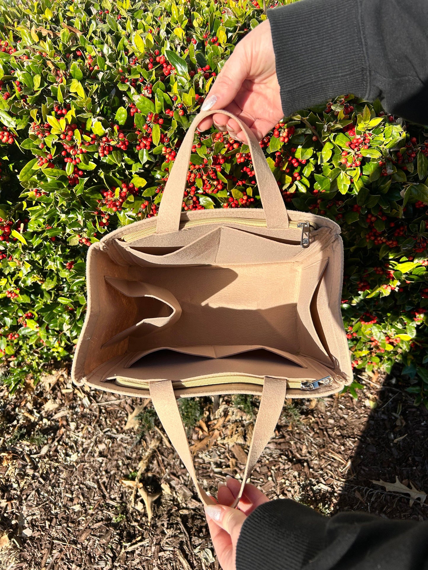 Taupe Felt Bag Organizer