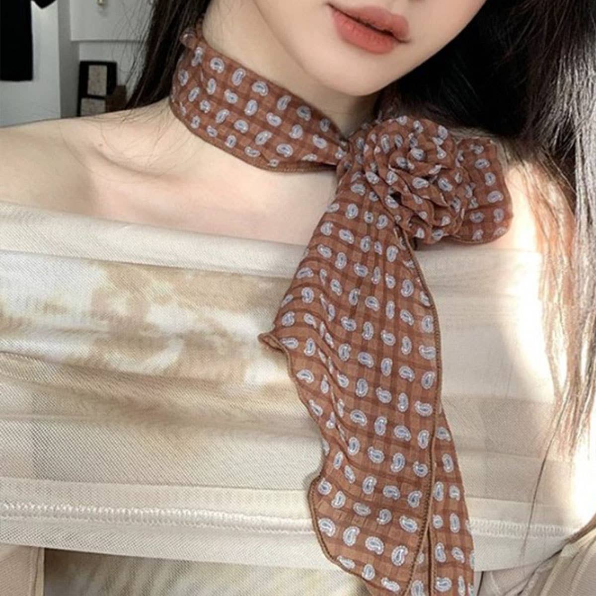 Floral Print Slim Scarf