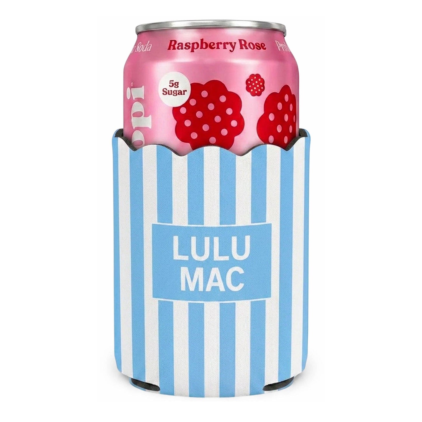 Light Blue Striped Lulu Mac Koozie