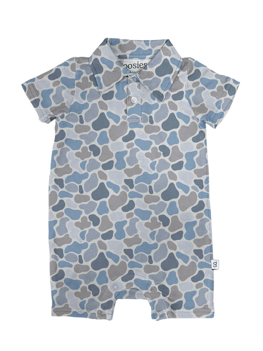 Watercolor Camo - SS Polo Romper