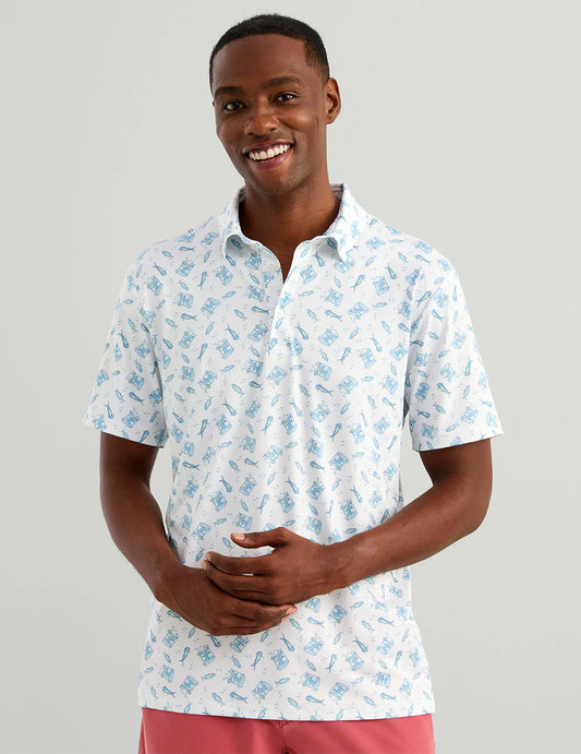 Pursuit Printed Polo - White On The Rocks