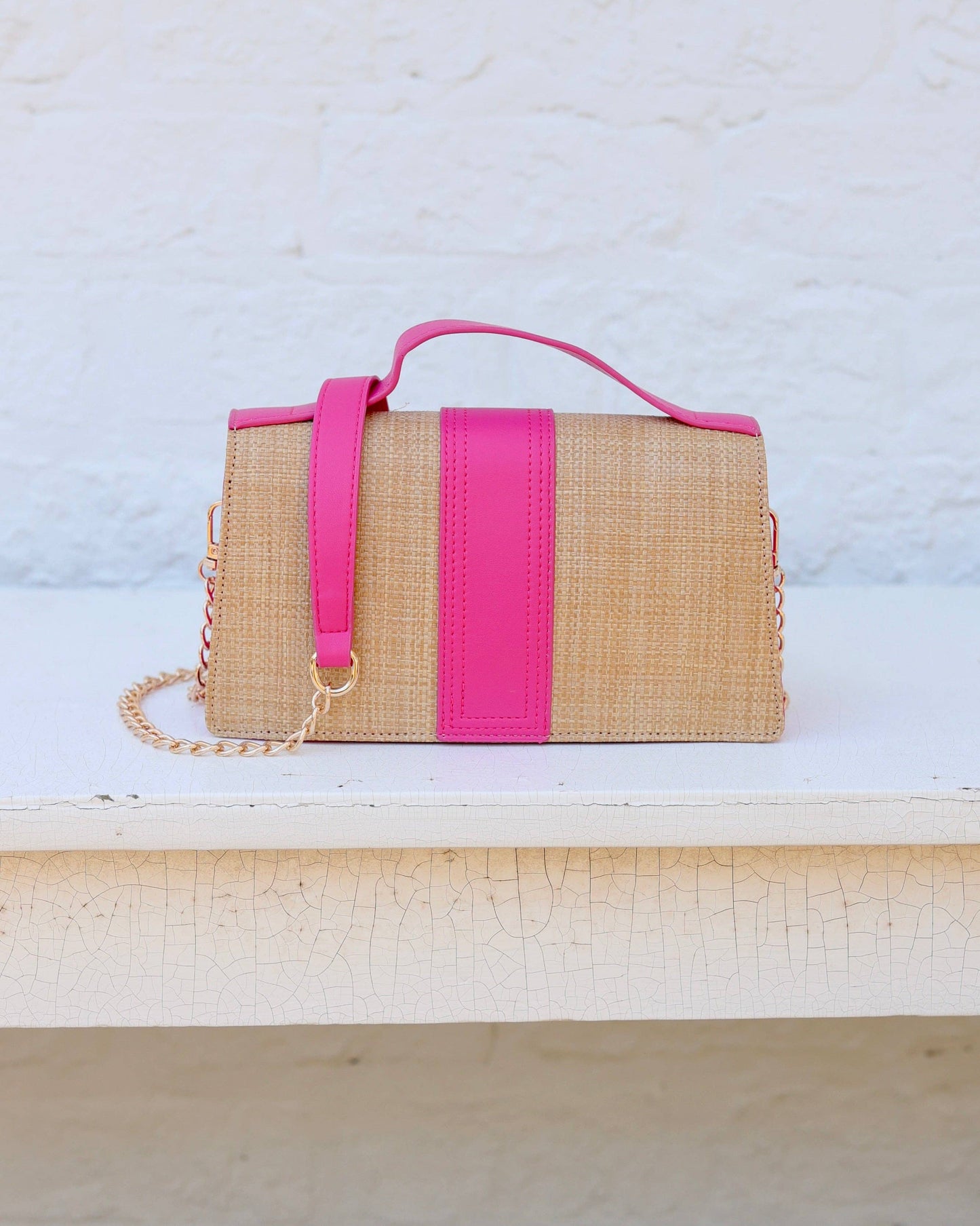 Waverly Clutch Natural Hot Pink