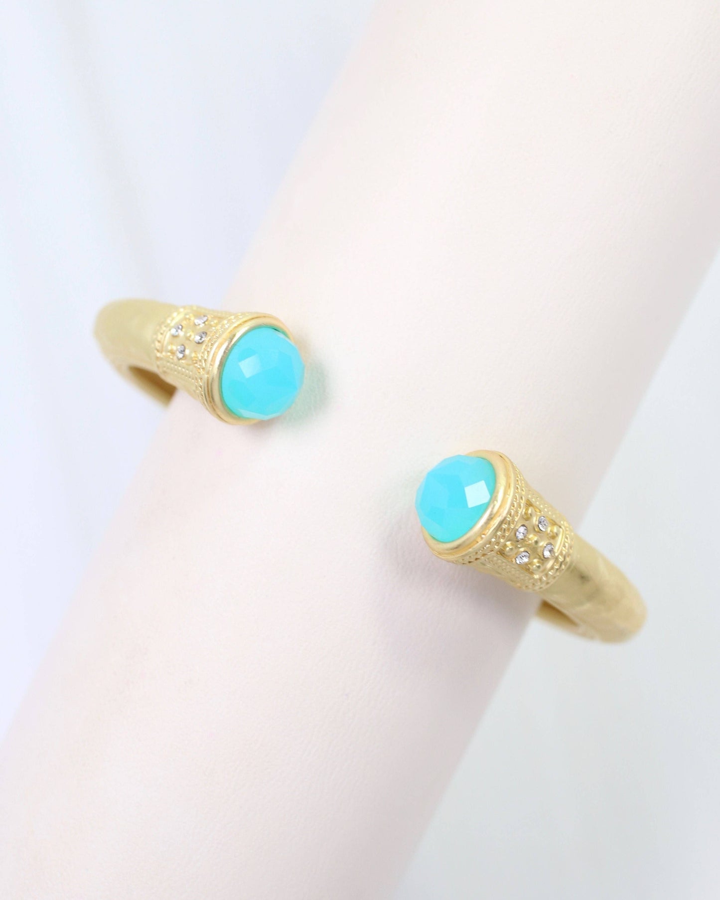 Colette Hammered Hinged Cuff Bracelet AQUA