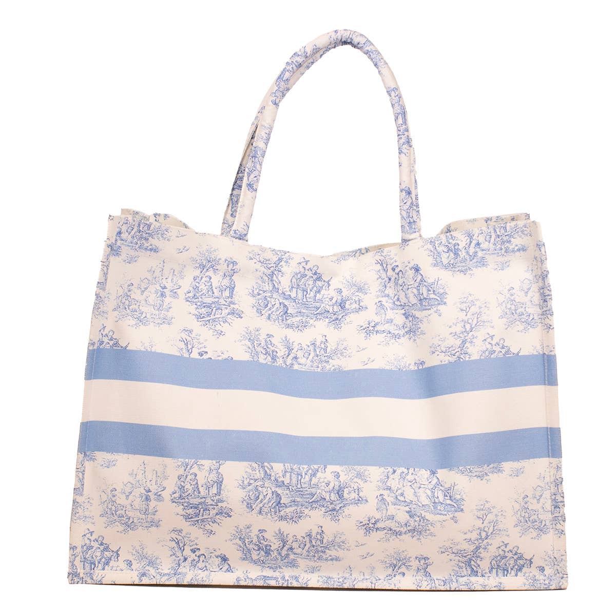 Eden Toile Classic Tote   White/Blue   19x14x7.5