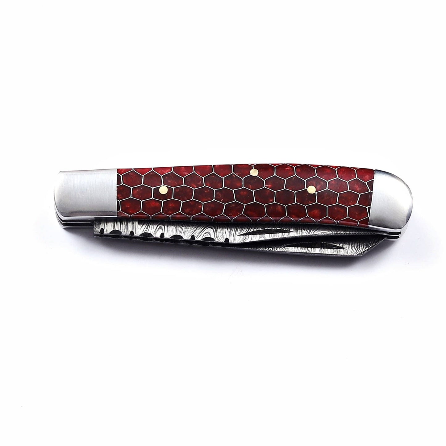 7.5' Handmade damascus pocket knife, Rancher's Choice