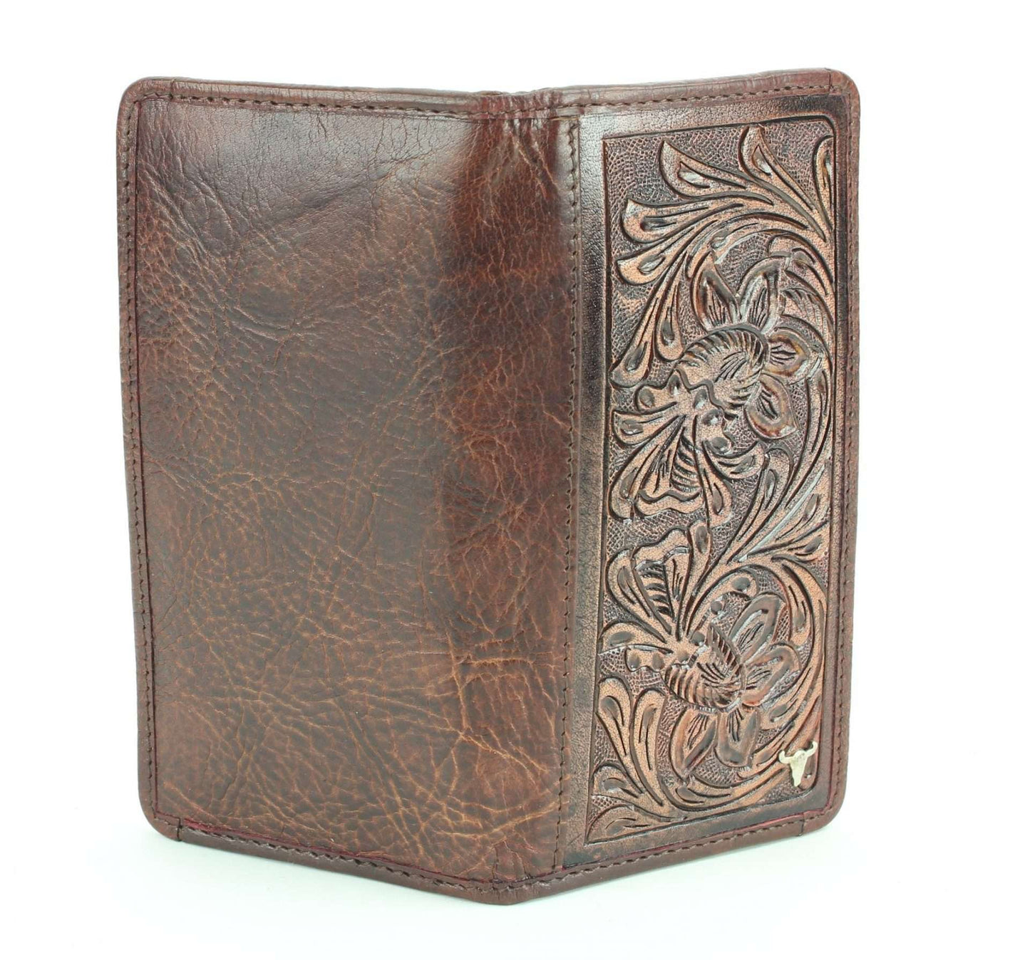 Tooled leather Western rodeo wallet