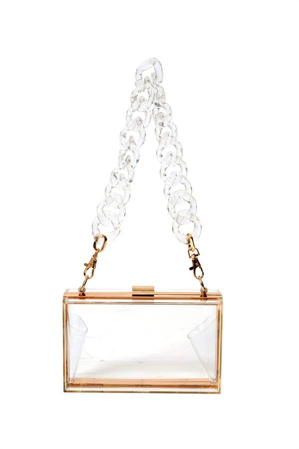 Square Hard Shape Framed Clear Clutch Bag