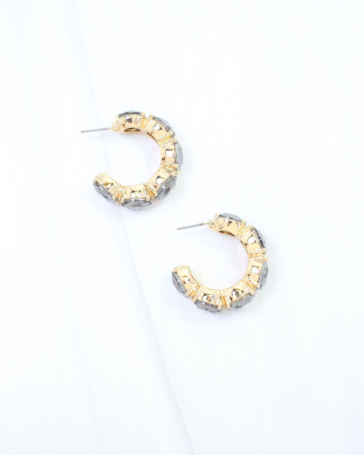 Kadis Crystal Hoop Earring Black Diamond