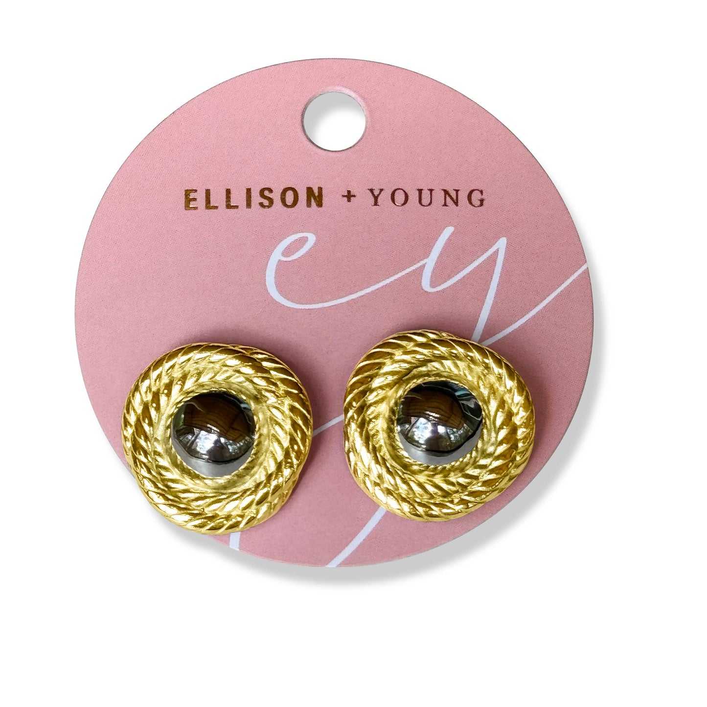Two Toned Golden Day Stud Earrings