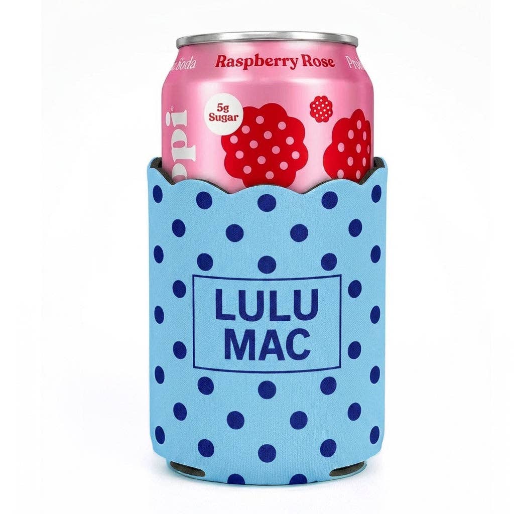 Light Blue/Navy Dot Koozie