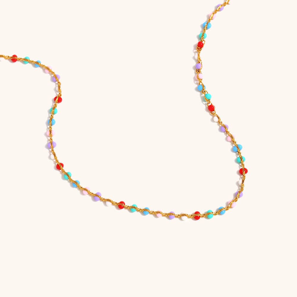 Bohemian Enamel Bead Chain Steel Gold Plated