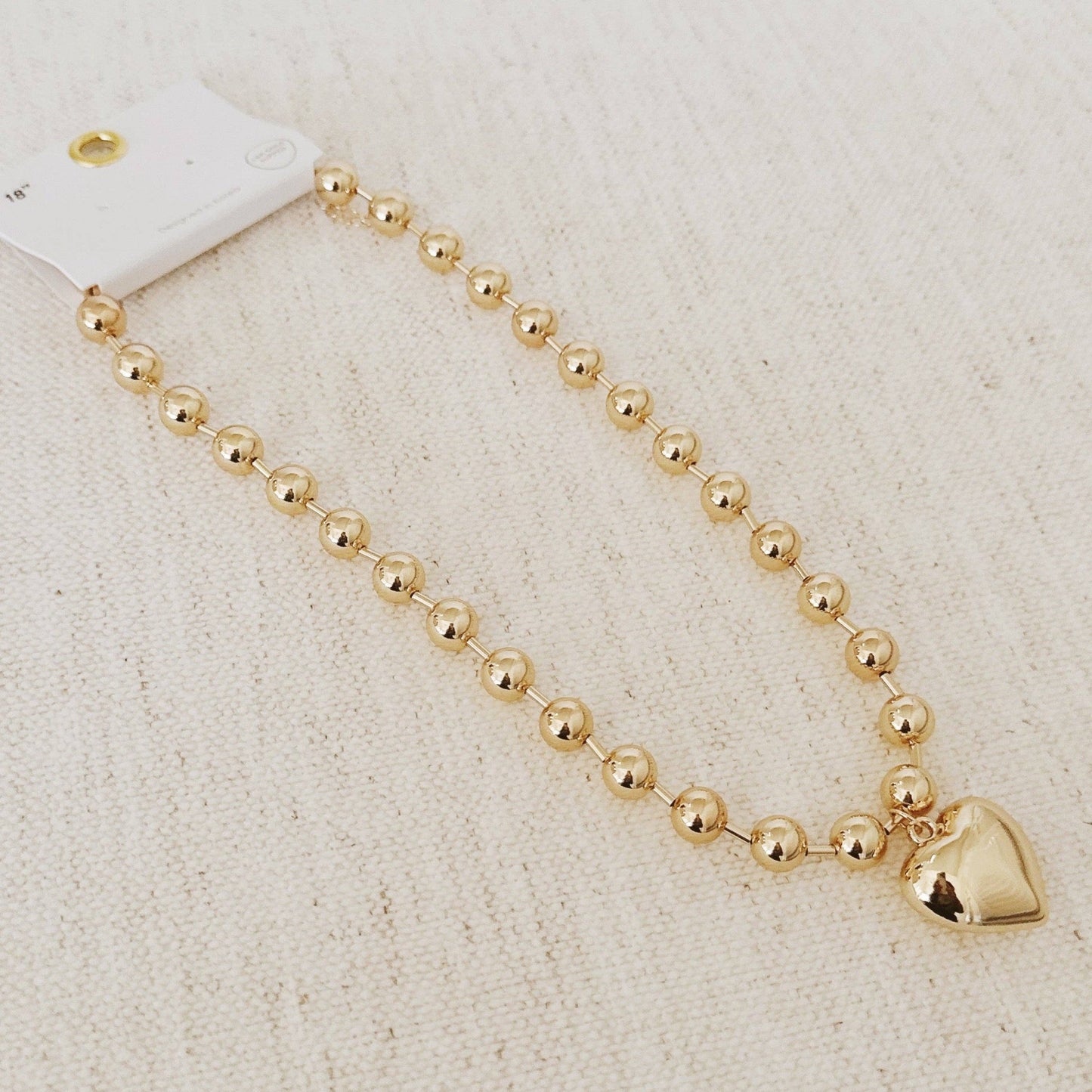 Ball Chain Heart Pendant Necklace