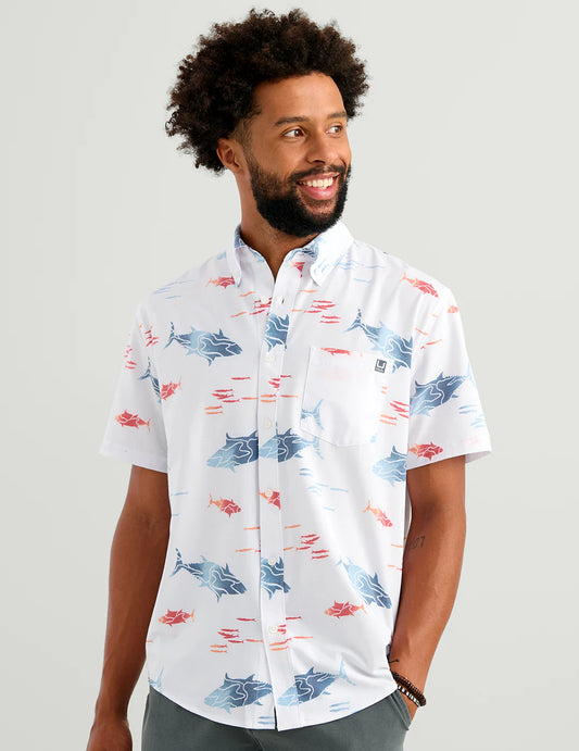 Kona Printed Shirt - White Tuna School
