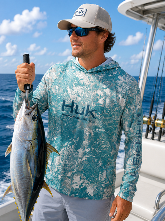 Mossy Oak Pursuit LS Hoodie - Aqua Haze