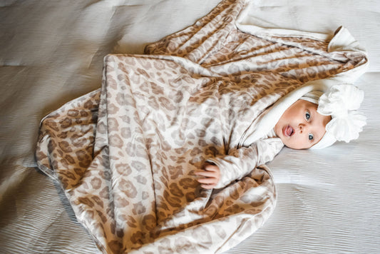 Natural Leopard | Plush Swaddle Blanket