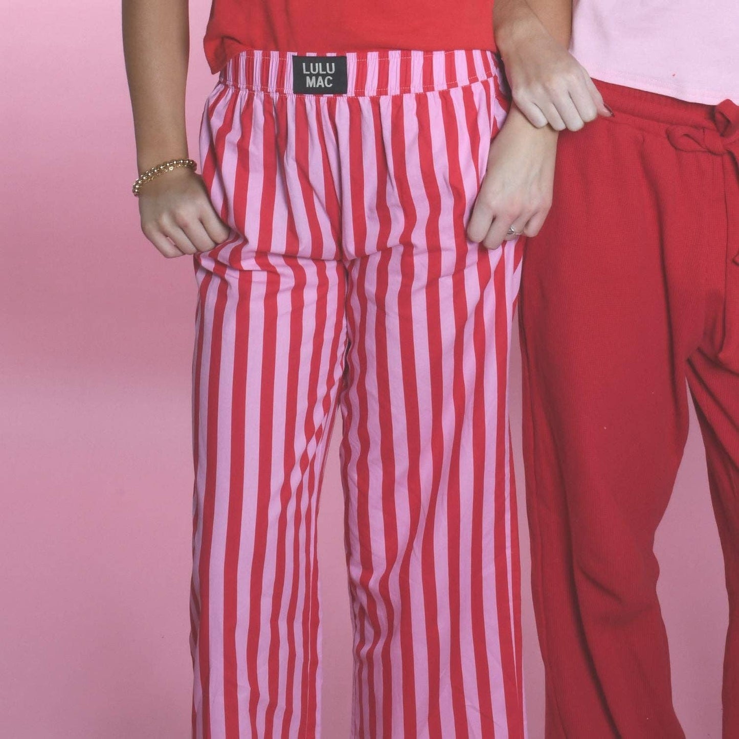 LULU MAC RED/PINK STRIPED PANT