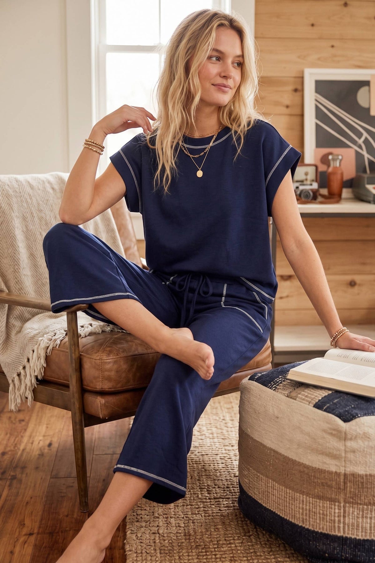 Scuba Contrast Stitch Lounge Set