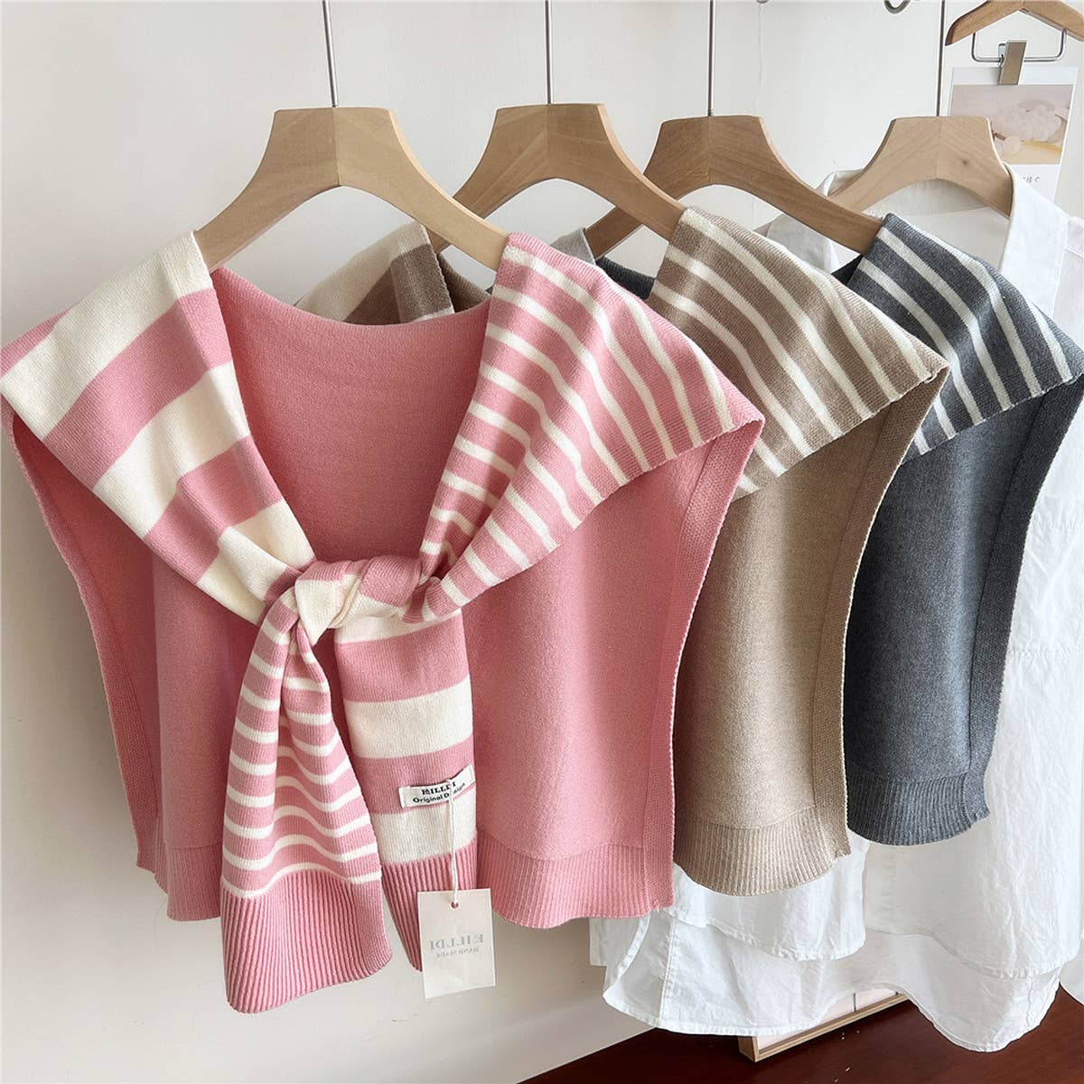 Striped Knit Shawl – Neck & Shoulder