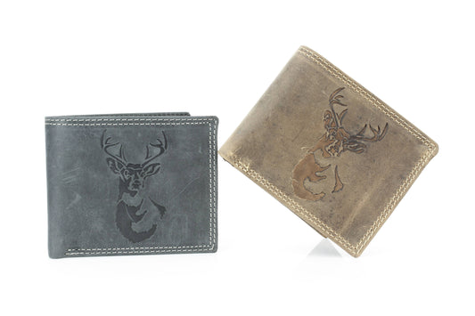 Bi-Fold Wallet with Deer Antler Emboss