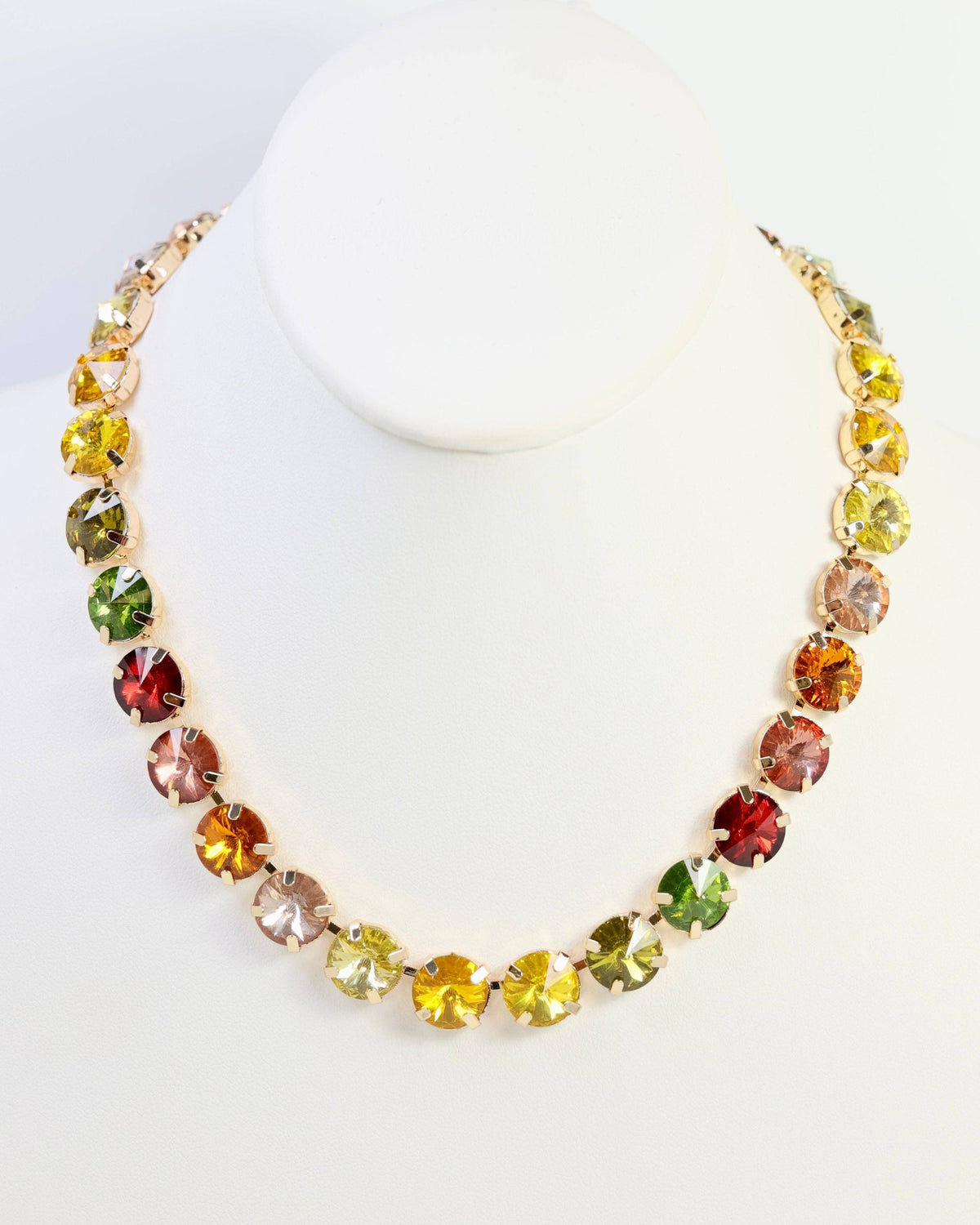 Harper Rhinestone Necklace Olive Multi