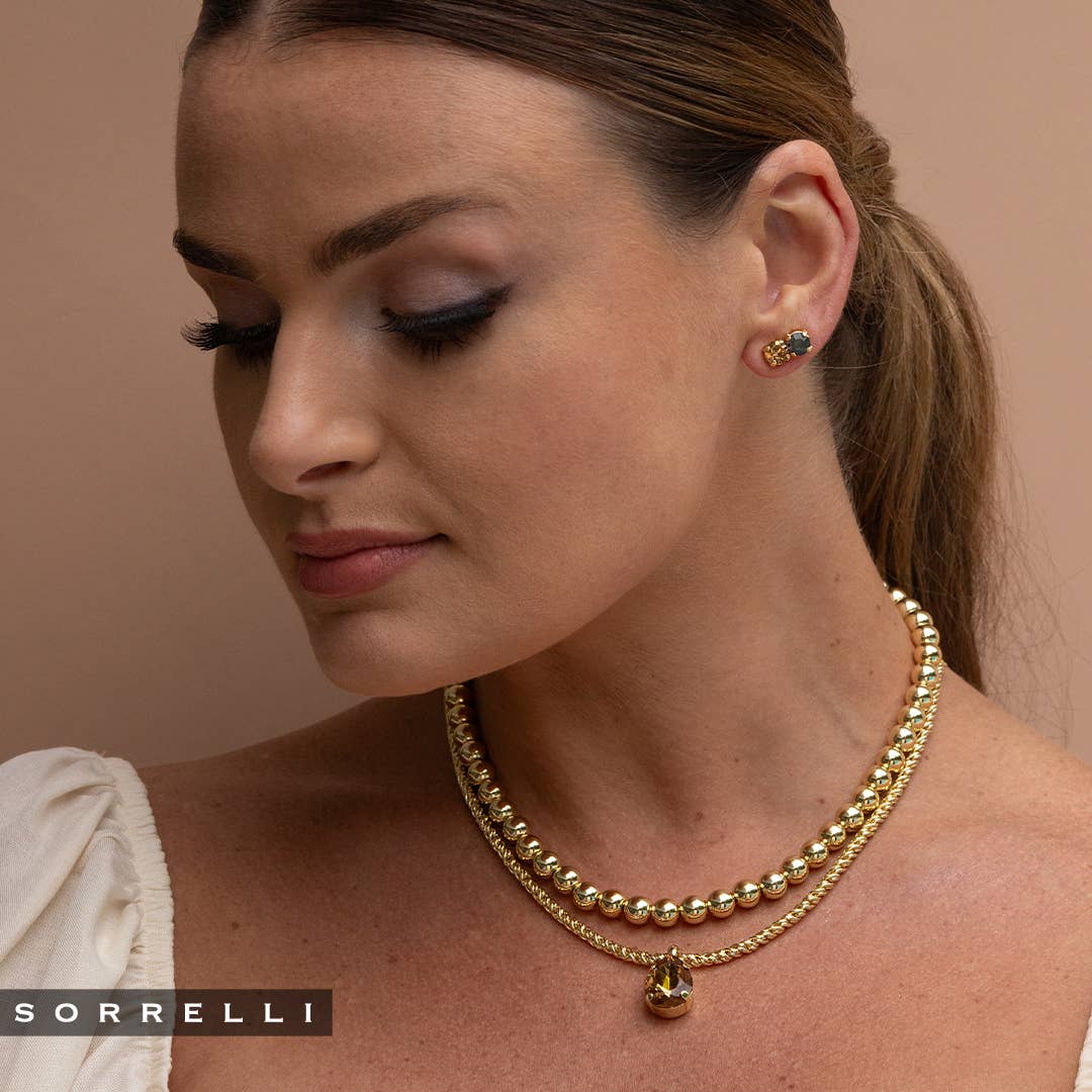 10K Gold Plated Metal Beaded Tennis Necklace, 16-20in