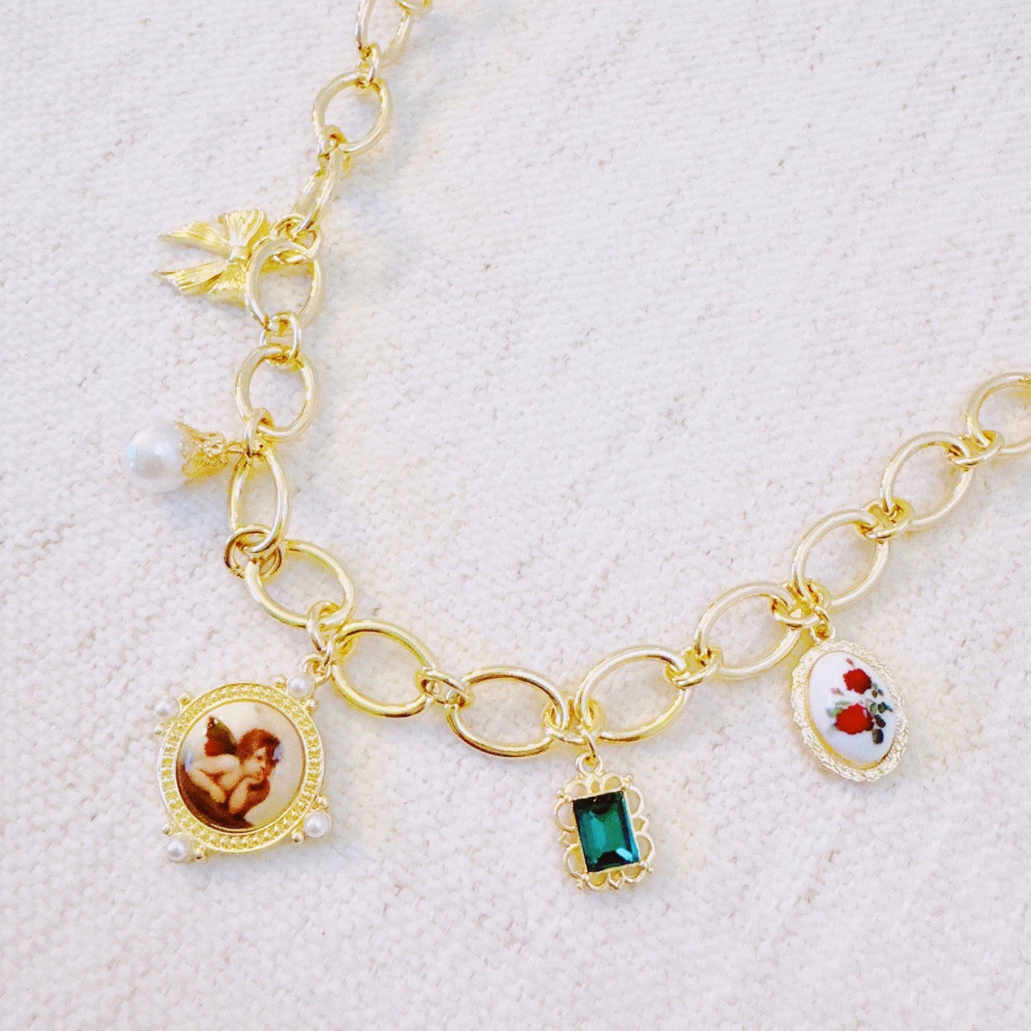 Angel & Rose Charm Necklace